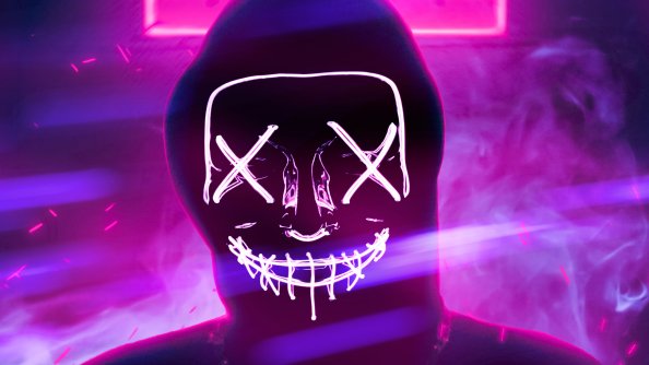 Neon Mask Anonymous 4k