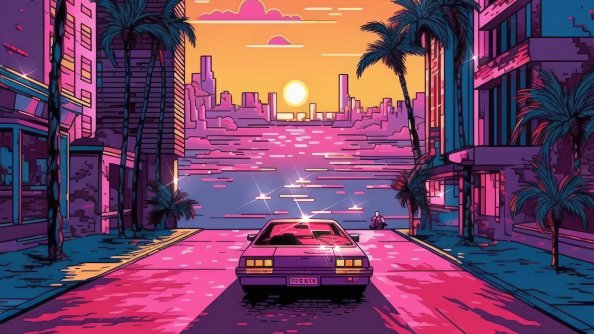 Outrun Vibes Bit Arts 4k