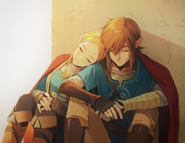 Link And Zelda In The Legend Of Zelda Breath Of The Wild Game Artwork