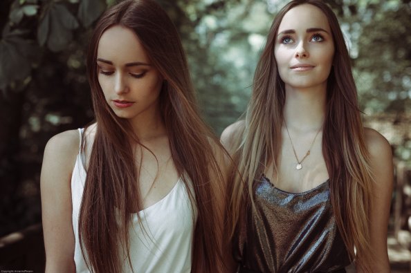 Long Hairs Girls Two Women Outdoors