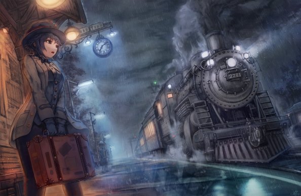 Anime Girl Waiting For Train