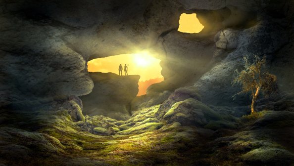 Fantasy Landscape Cave Human