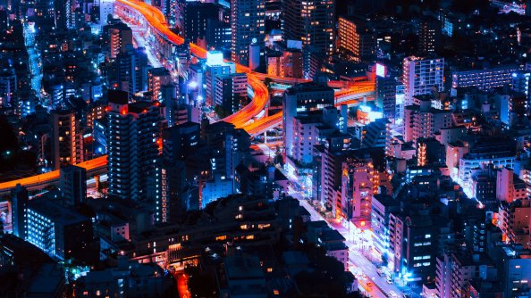 Tokyo Cityscape Neon Lights