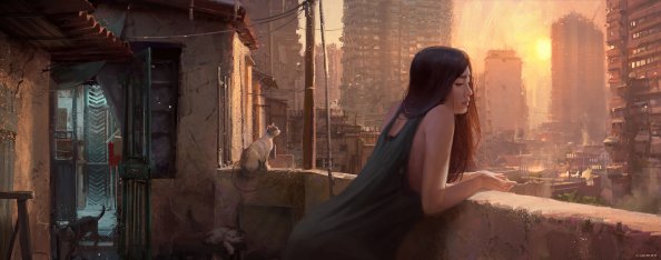 Girl Standing Balcony Bangkok Vibes 4k