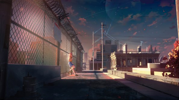Anime Girl Standing Beside Fence 4k