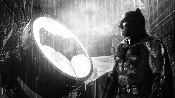 Batman Ben Affleck Alongside Bat Signal