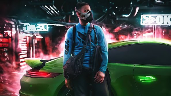 Cyberpunk Boy Mask With Porsche 5k