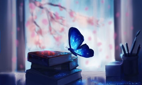 Butterfly Colorful Glowing Fantasy Artwork Books 5k