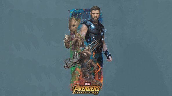 Thor Rocket Groot Avengers Infinity War Artwork