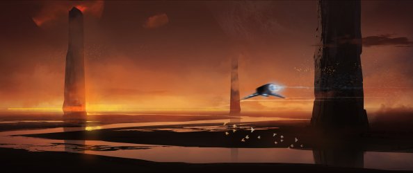 Scifi Landscape Horizon Landscape Reflection 4k