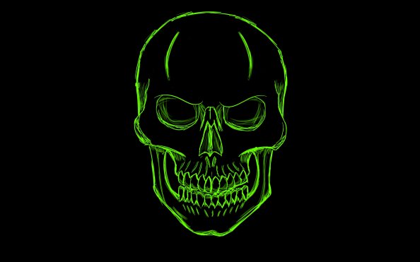 Dark Green Skull Minimalism Art