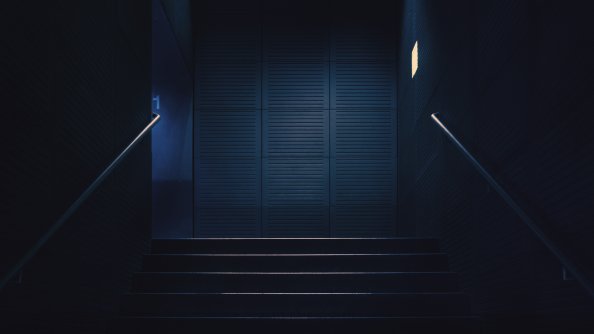 Stairway Dark Lights Minimalism 4k