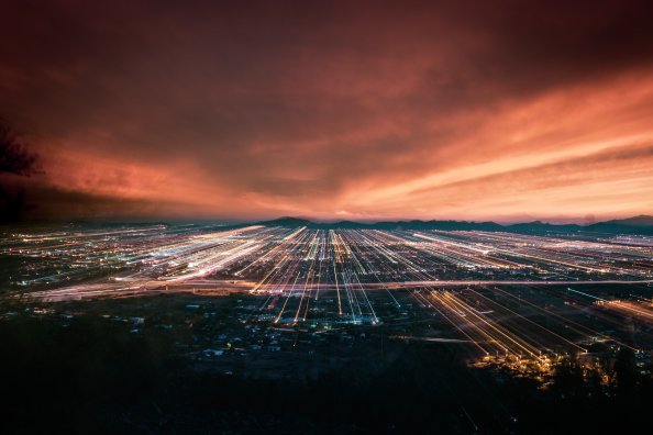 Arizona Neon Light Trail City Scape 5k