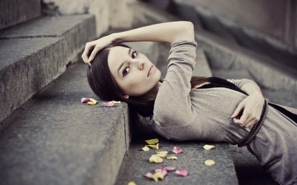 Girl Laying On Stairs