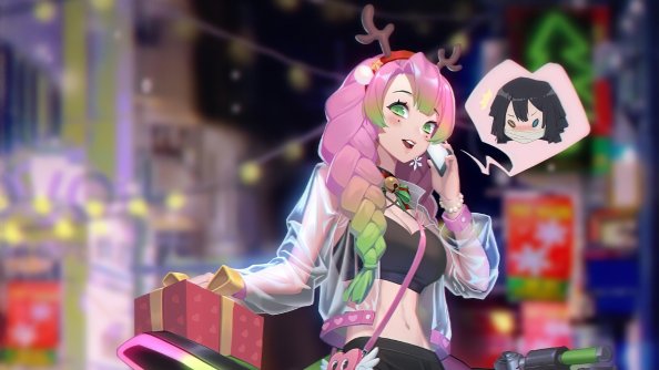 Anime Girl Gifting Presents On Christmas 4k