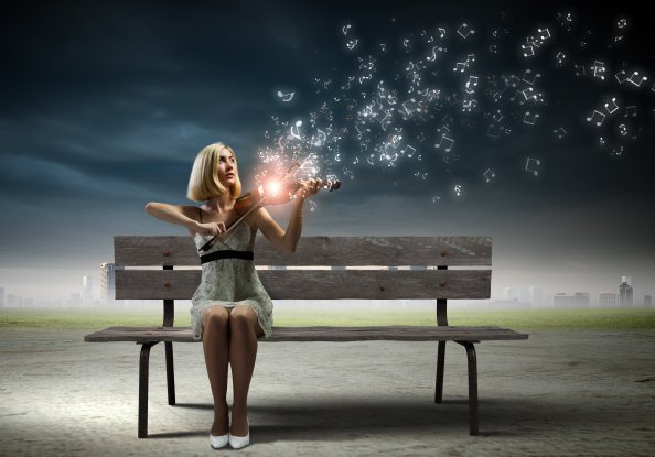 Girl Playing Violin Photo Manipulation