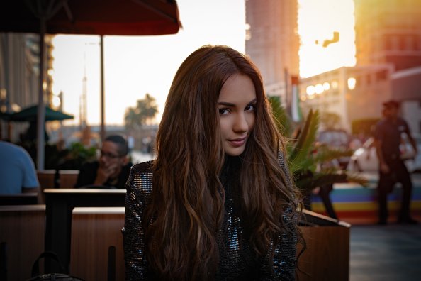 Cute Girl Smiling Over Coffee Date