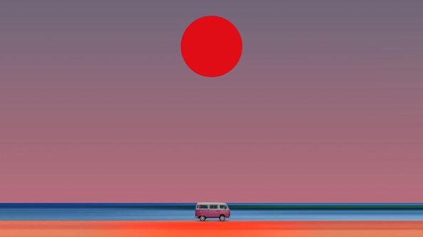 Van Beach Minimal Sun 8k