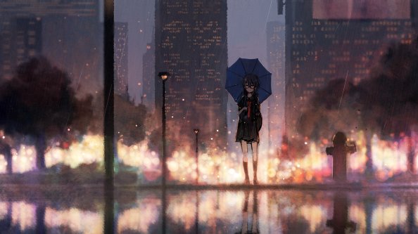 Anime Girl Rain Umbrella