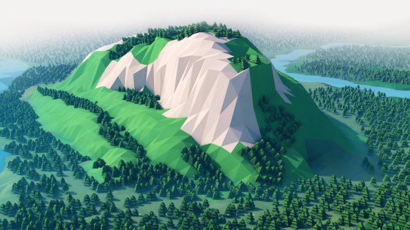 Mountains Trees Forest 3d Minimalism
