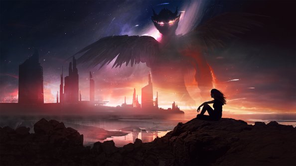 Girl Holding Cigarette Dragon Night Crawling