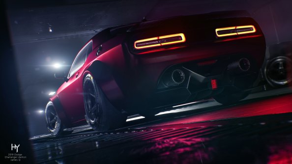 Red Dodge Challenger Rear 4k