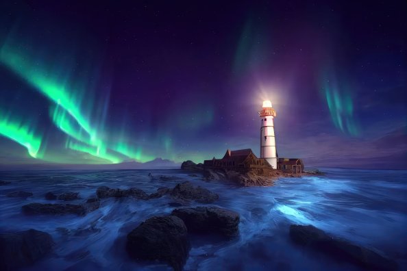Polar Lighthouse Aurora
