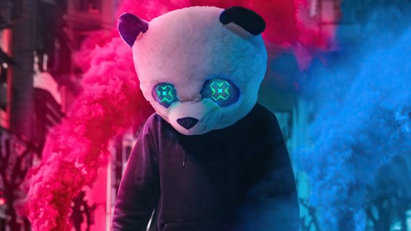 Panda With Two Smoke Bombs 4k