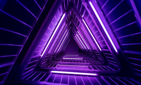 Neon Triangle Architecture 4k