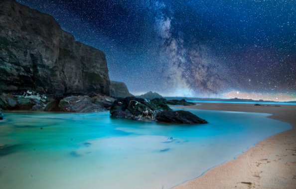 Night Sky Road Sky Mountains Landscape Outdoors 5k