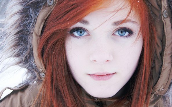 Beautiful Blue Eyes Red Head Girl 4k