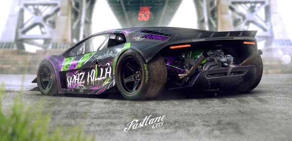 Lamborghini Fat Tyres Digital Art