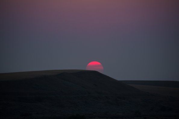 Red Sun Landscape Sunset Dark 5k