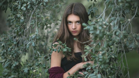 Beautiful Girl Long Hair Looking At Viewer