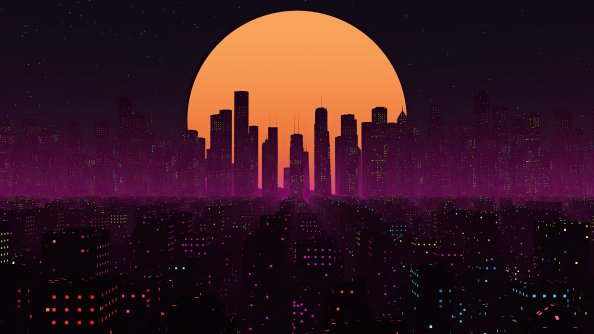 Retrowave City Sunset 4k