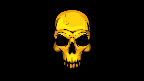 Gold Skull Dark Background 4k