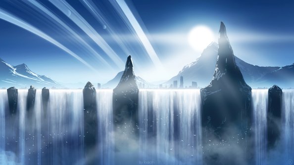 Waterfall Nature Digital Scenery 4k