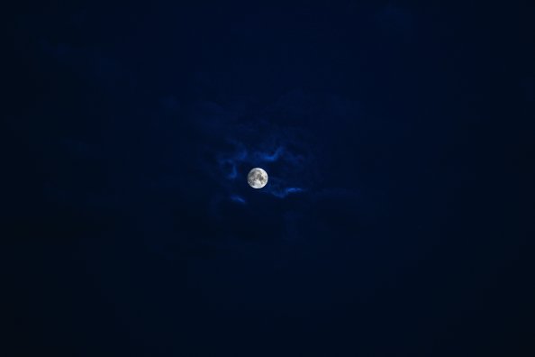 Beautiful Moon In Blue Sky
