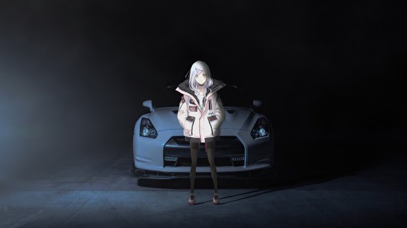 Anime Girl With Nissan Gtr 35