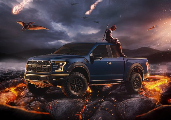 Deadpool With Ford Raptor