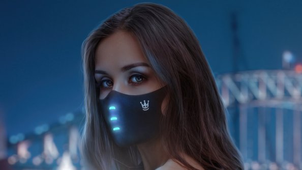 Girl Lightning Mask Looking Back 5k