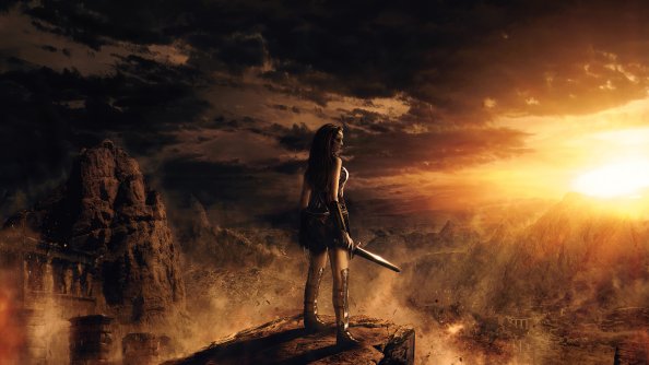 Wonder Woman Standing On Cliff Edge 4k