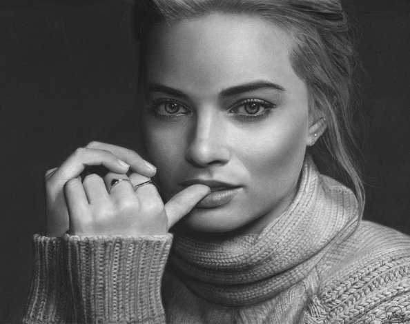 Margot Robbie Pencil Art 4k