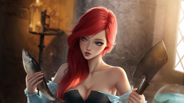 Ariel Chopping Fish