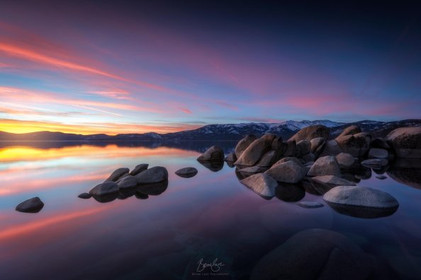 Stepping Stones On Lake Tahoes East Shore At Sunset