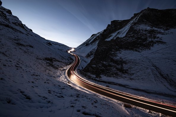Snowy Road Way Long Exposure