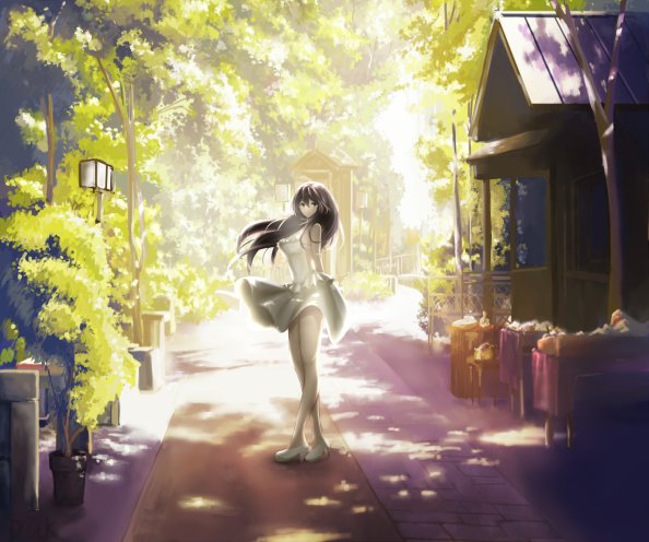 Anime Girl In Beautiful Dress Outdoors 4k