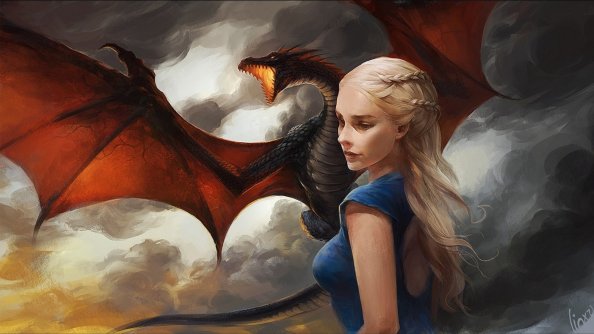 Khaleesi Game of Thrones With Dragon Artwork
