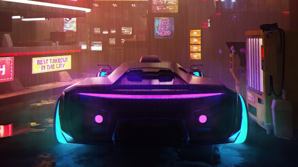 Neon Street Scifi Vehicle 4k