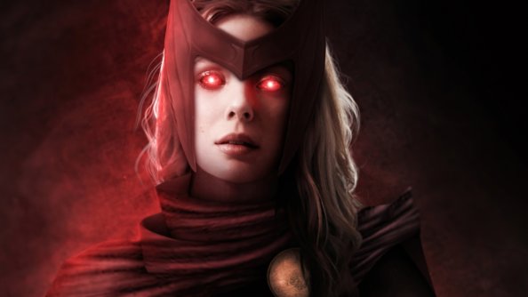 Scarlet Witch Glowing Red Eyes 4k
